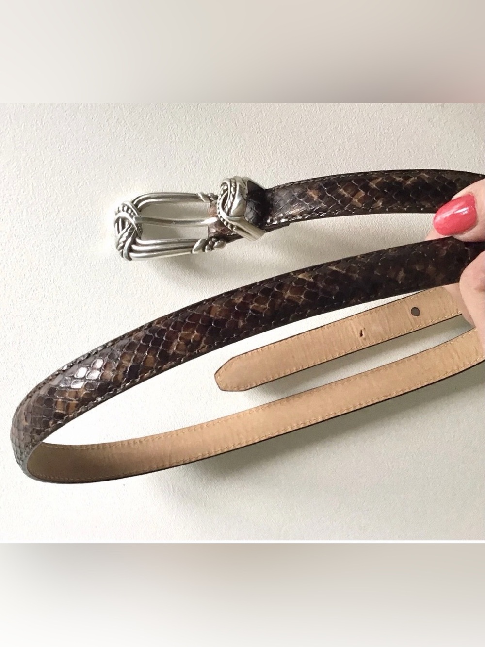 Brighton Vintage Brown Croc Embossed Leather Belt Silver Western Buckle C6708